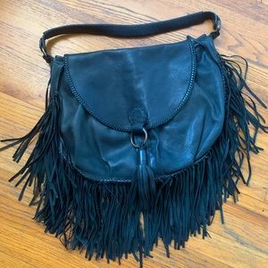 ALL SAINTS Fringe Leather Hobo Bag